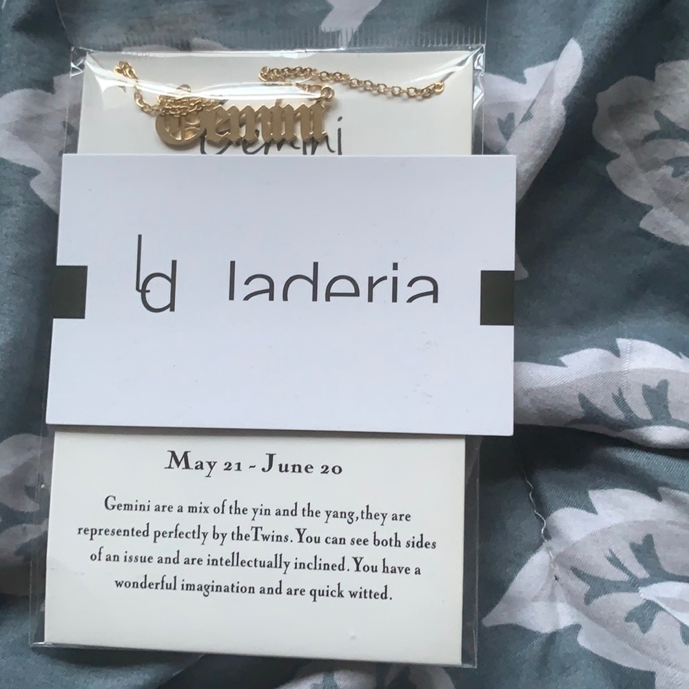 Golden Gemini necklace. Brand is Ld Laderia.